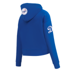 MLB LOS ANGELES DODGERS GAME DAY CLASSICS WOMEN'S DOUBLE KNIT CROPPED PULLOVER HOODIE (DODGER BLUE)