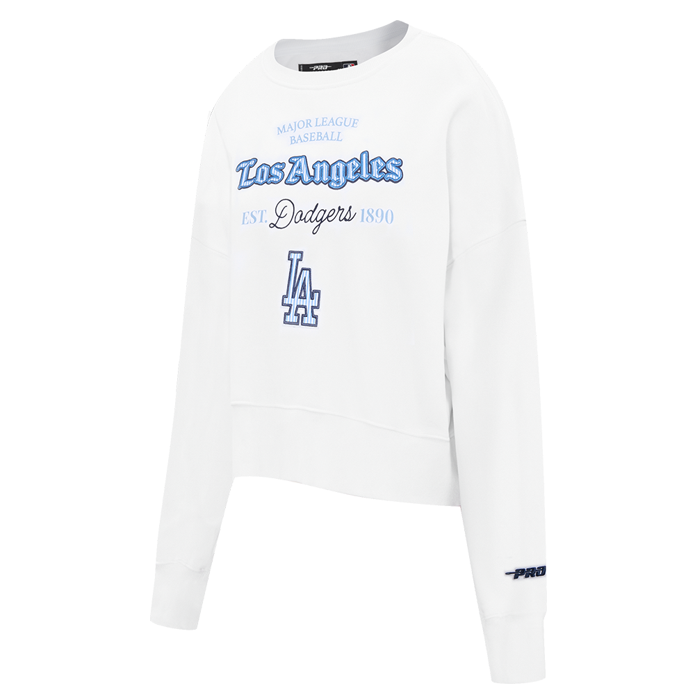 MLB LOS ANGELES DODGERS COUNTRY CLUB WOMEN'S DOUBLE KNIT CREWNECK (WHITE)