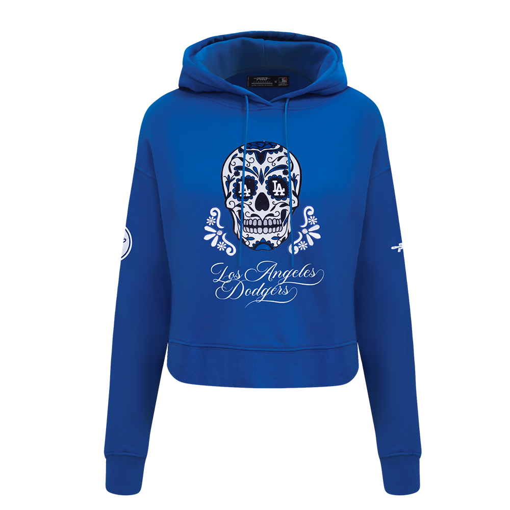 MLB LOS ANGELES DODGERS SUGAR SKULL CHANDAIL À CAPUCHON COURT EN MOLLETON POUR FEMME (BLEU DODGER)