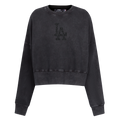 MLB LOS ANGELES DODGERS WASHED CRYSTALLINE CHANDAIL À COL ROND EN MOLLETON FRANÇAIS LAVÉ À L'ENZYME POUR FEMME (NOIR DÉLAVÉ)