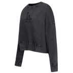 MLB LOS ANGELES DODGERS WASHED CRYSTALLINE CHANDAIL À COL ROND EN MOLLETON FRANÇAIS LAVÉ À L'ENZYME POUR FEMME (NOIR DÉLAVÉ)