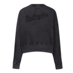 MLB LOS ANGELES DODGERS WASHED CRYSTALLINE CHANDAIL À COL ROND EN MOLLETON FRANÇAIS LAVÉ À L'ENZYME POUR FEMME (NOIR DÉLAVÉ)