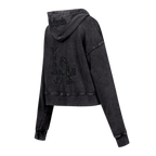 MLB LOS ANGELES DODGERS WASHED CRYSTALLINE WOMEN'S CROPPED PULLOVER HOODIE (WASHED BLACK)