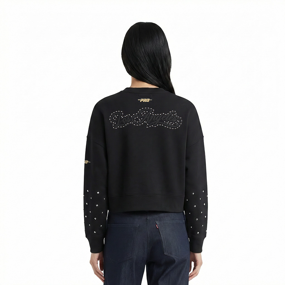 MLB LOS ANGELES DODGERS RENEGADE WOMEN'S FLC CREWNECK (BLACK)