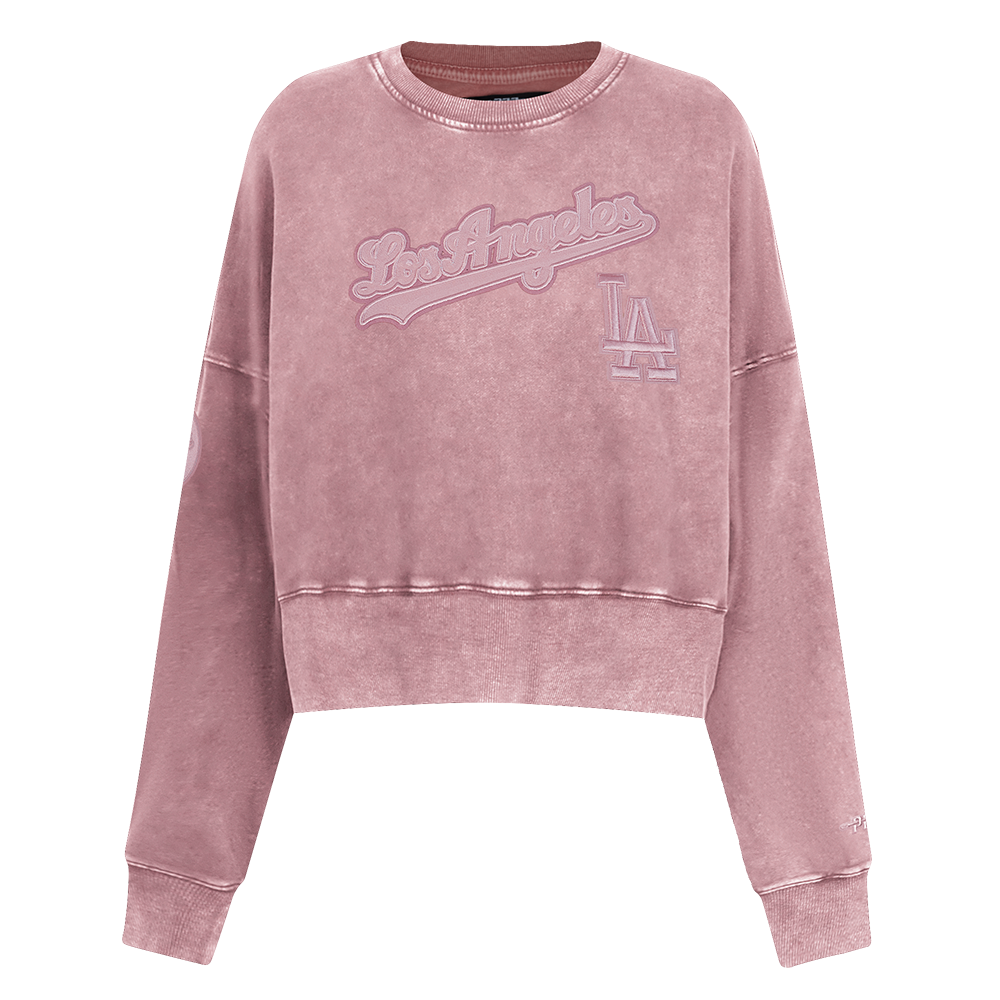 MLB LOS ANGELES DODGERS WASHED CLASSIC WOMEN'S ENZYME WASH FT CREWNECK (WASHED MAUVE)