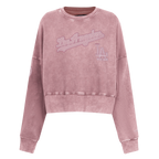 MLB LOS ANGELES DODGERS WASHED CLASSIC WOMEN'S ENZYME WASH FT CREWNECK (WASHED MAUVE)