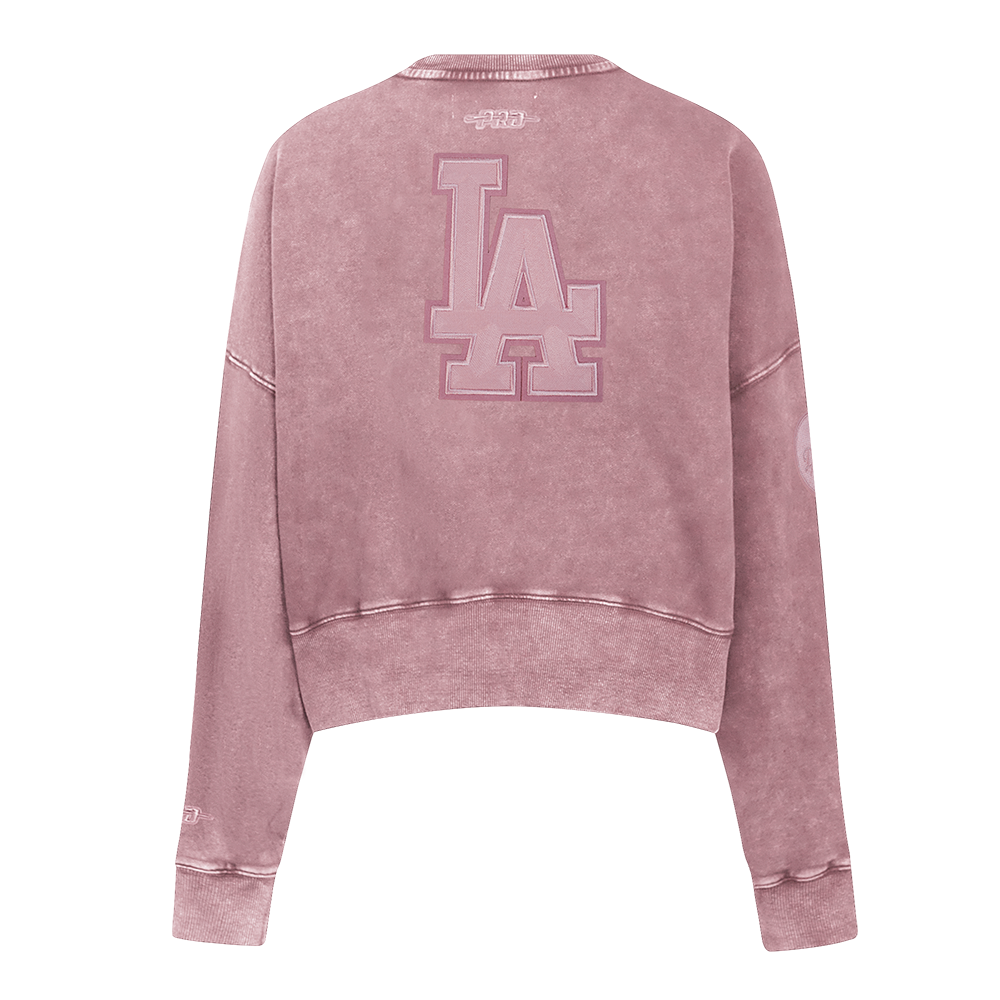 MLB LOS ANGELES DODGERS WASHED CLASSIC WOMEN'S ENZYME WASH FT CREWNECK (WASHED MAUVE)