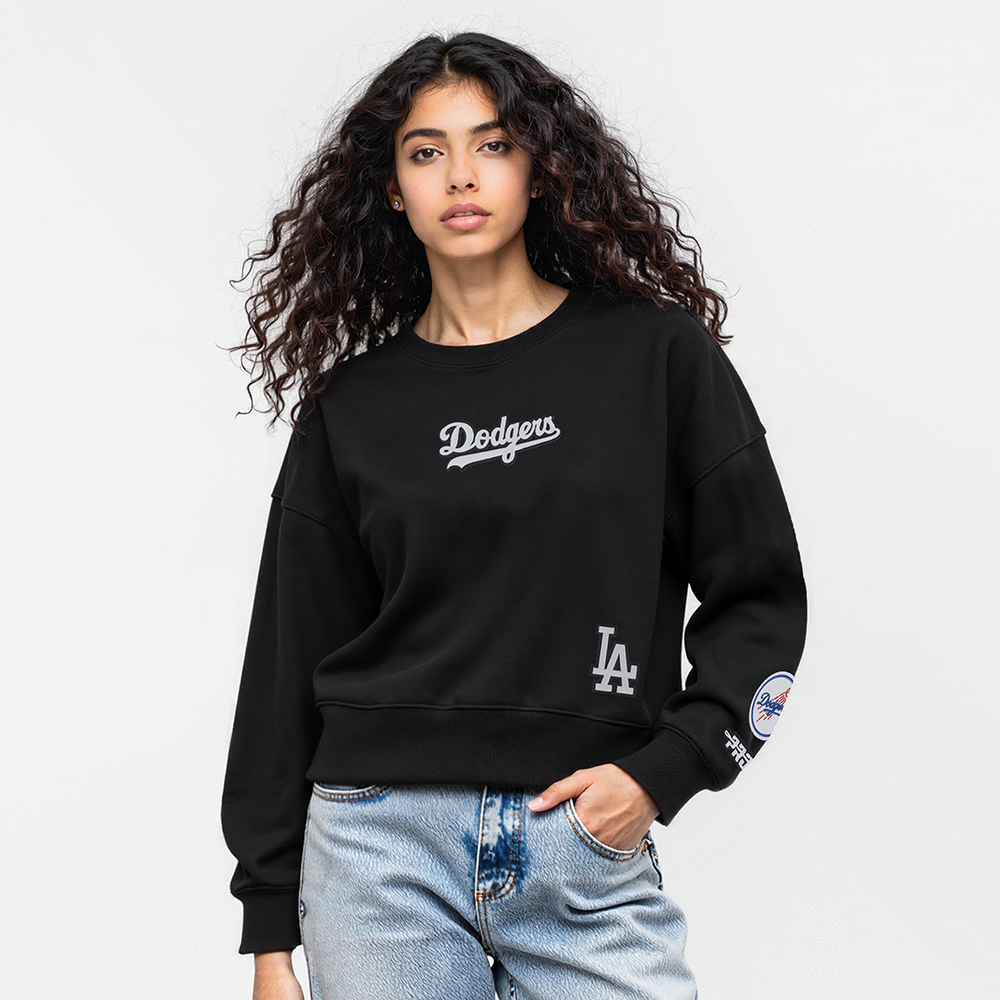 MLB LOS ANGELES DODGERS WINGSPAN CHANDAIL À COL ROND EN MOLLETON POUR FEMME (NOIR)