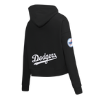 MLB LOS ANGELES DODGERS CLASSIC CHENILLE CHANDAIL À CAPUCHON COURT EN MOLLETON POUR FEMME (NOIR)
