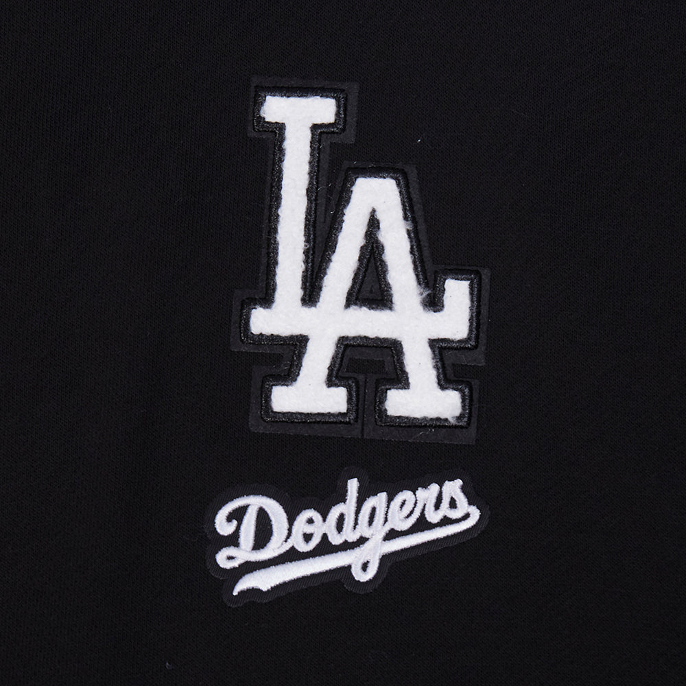 MLB LOS ANGELES DODGERS CLASSIC CHENILLE CHANDAIL À CAPUCHON COURT EN MOLLETON POUR FEMME (NOIR)