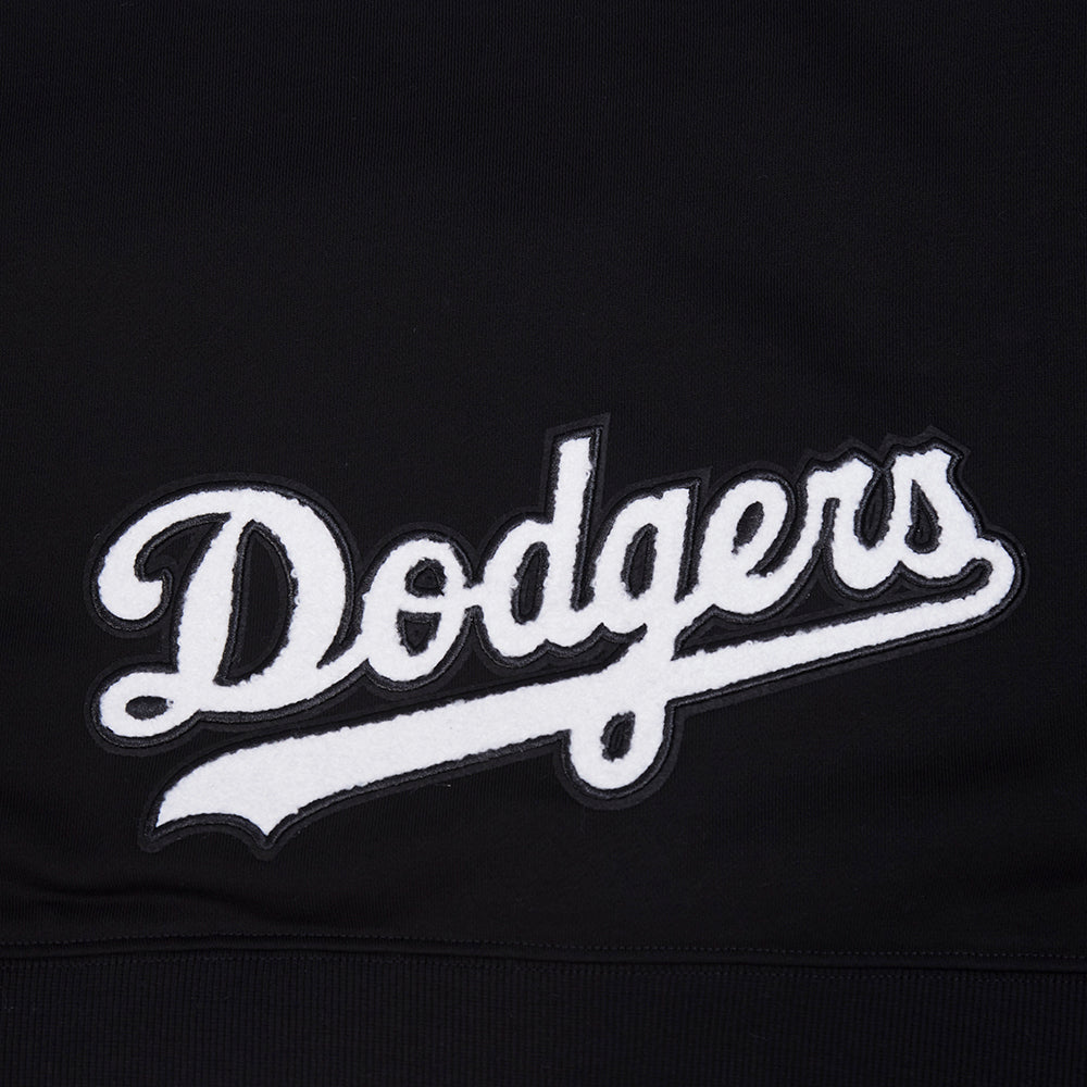 MLB LOS ANGELES DODGERS CLASSIC CHENILLE CHANDAIL À CAPUCHON COURT EN MOLLETON POUR FEMME (NOIR)