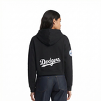 MLB LOS ANGELES DODGERS CLASSIC CHENILLE CHANDAIL À CAPUCHON COURT EN MOLLETON POUR FEMME (NOIR)