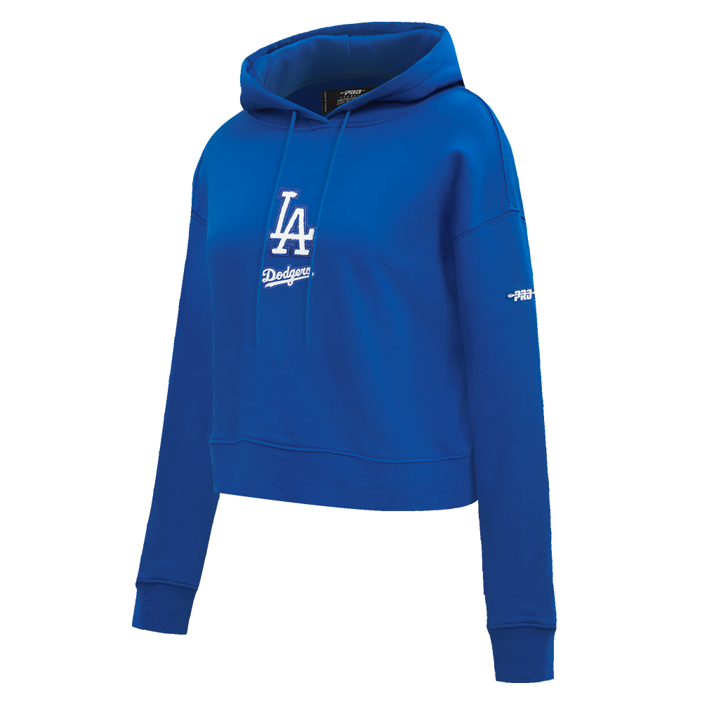 MLB LOS ANGELES DODGERS CLASSIC CHENILLE CHANDAIL À CAPUCHON COURT EN MOLLETON POUR FEMME (BLEU DODGER)