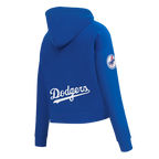 MLB LOS ANGELES DODGERS CLASSIC CHENILLE CHANDAIL À CAPUCHON COURT EN MOLLETON POUR FEMME (BLEU DODGER)
