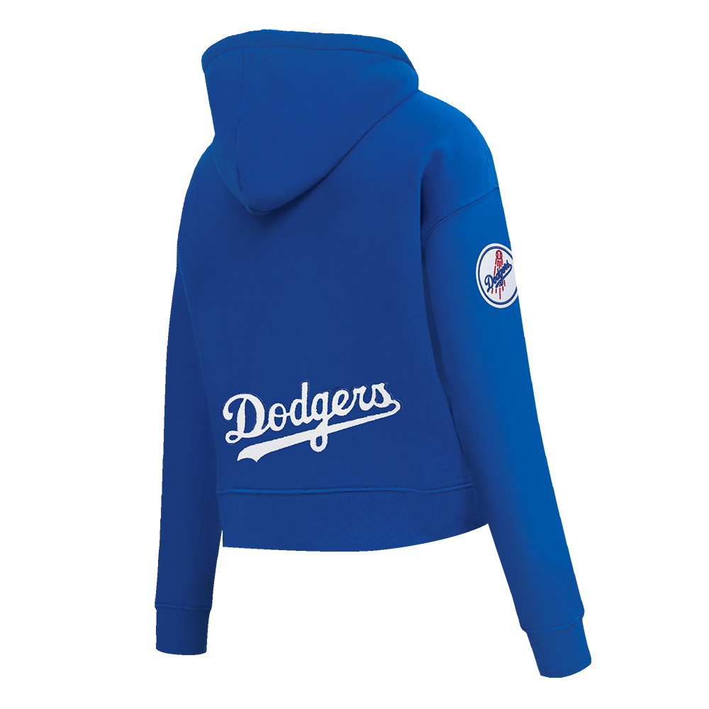 MLB LOS ANGELES DODGERS CLASSIC CHENILLE CHANDAIL À CAPUCHON COURT EN MOLLETON POUR FEMME (BLEU DODGER)
