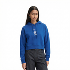 MLB LOS ANGELES DODGERS CLASSIC CHENILLE CHANDAIL À CAPUCHON COURT EN MOLLETON POUR FEMME (BLEU DODGER)