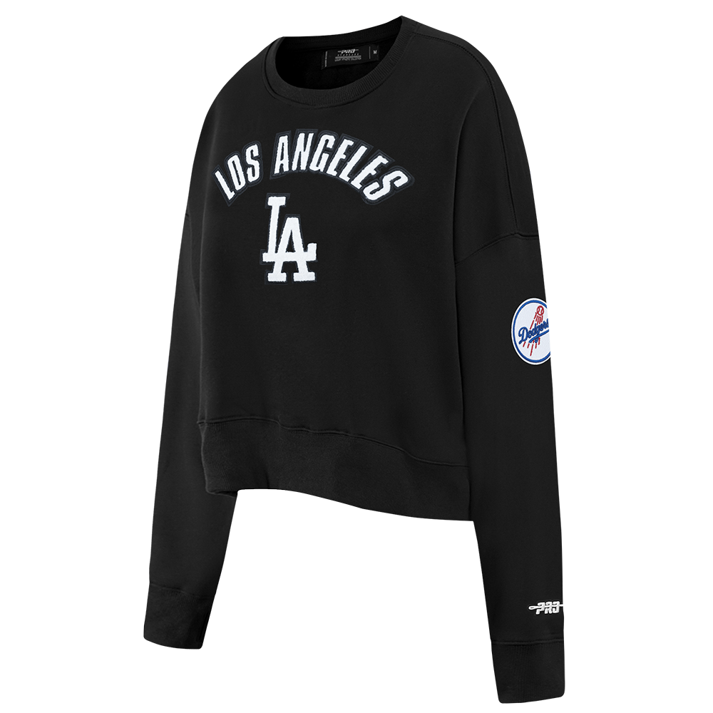 MLB LOS ANGELES DODGERS CLASSIC CHENILLE WOMEN'S FLC CREWNECK (BLACK)