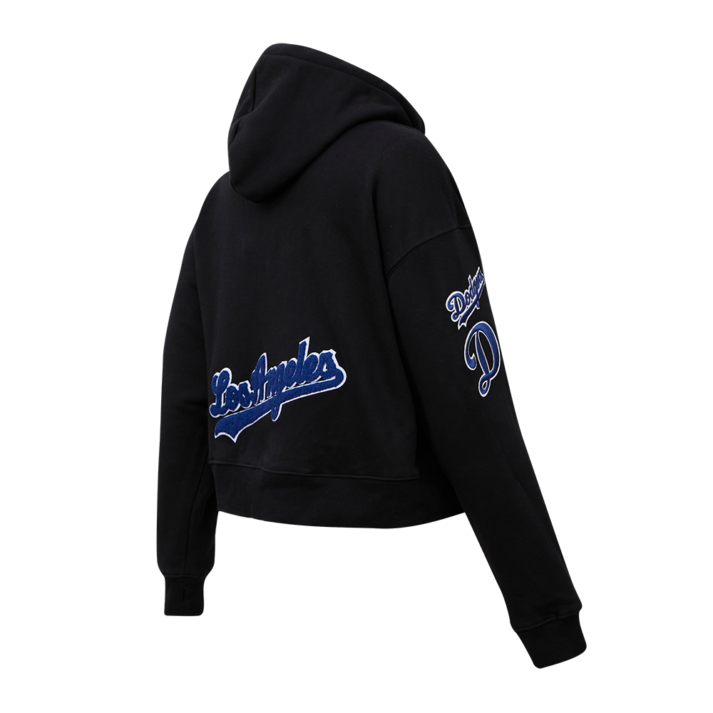 MLB LOS ANGELES DODGERS CLASSIC WOMEN'S CROPPED PULLOVER HOODIE (BLACK)