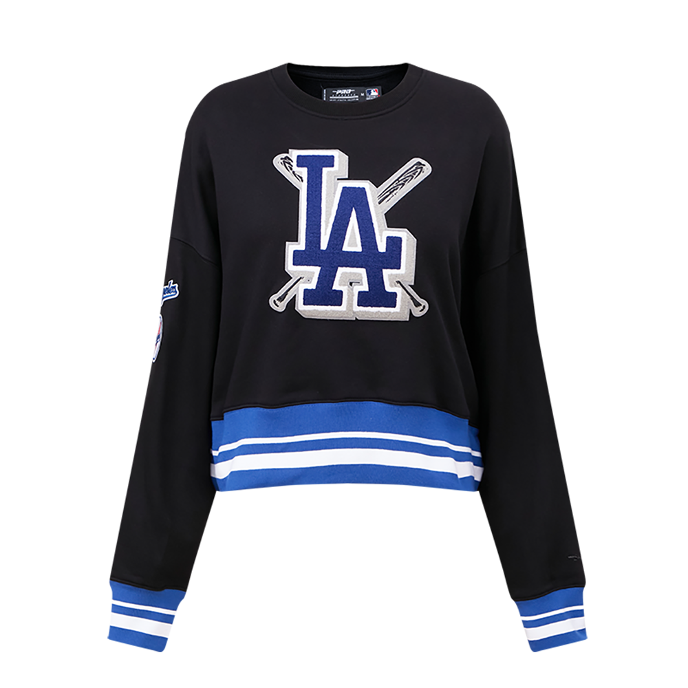 MLB LOS ANGELES DODGERS MASHUP WOMEN'S RIB CREWNECK (BLACK/DODGER BLUE)