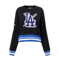 MLB LOS ANGELES DODGERS MASHUP WOMEN'S RIB CREWNECK (BLACK/DODGER BLUE)