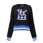 MLB LOS ANGELES DODGERS MASHUP WOMEN'S RIB CREWNECK (BLACK/DODGER BLUE)