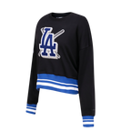 MLB LOS ANGELES DODGERS MASHUP WOMEN'S RIB CREWNECK (BLACK/DODGER BLUE)