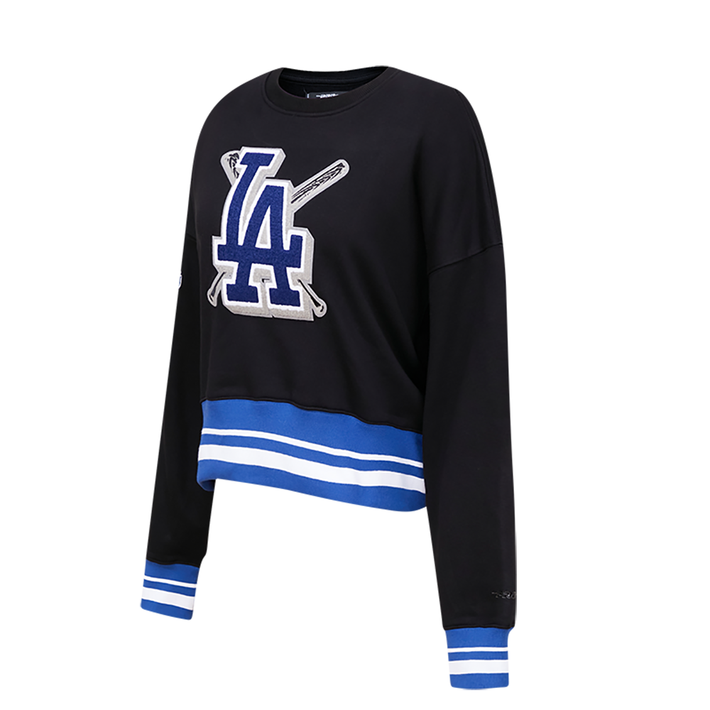 MLB LOS ANGELES DODGERS MASHUP WOMEN'S RIB CREWNECK (BLACK/DODGER BLUE)