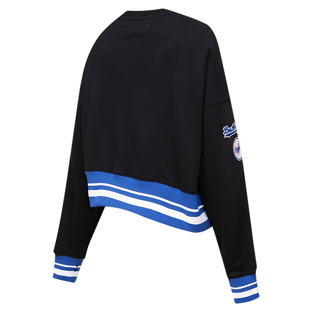 MLB LOS ANGELES DODGERS MASHUP WOMEN'S RIB CREWNECK (BLACK/DODGER BLUE)