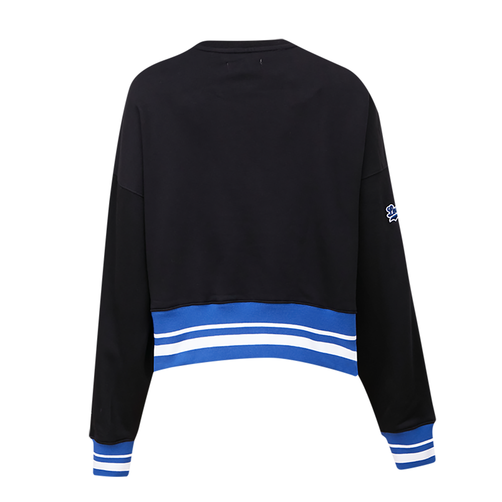 MLB LOS ANGELES DODGERS MASHUP WOMEN'S RIB CREWNECK (BLACK/DODGER BLUE)
