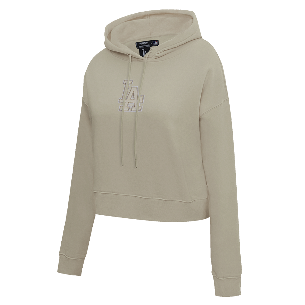 MLB LOS ANGELES DODGERS NEUTRAL WOMEN'S CROPPED PULLOVER HOODIE (TAUPE)