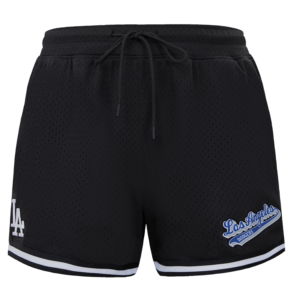 MLB LOS ANGELES DODGERS SCRIPT TAIL WOMEN'S MESH SHORT (BLACK)