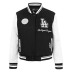 MLB LOS ANGELES DODGERS PEARLS WOMEN'S RIB WOOL VARSITY JACKET (BLACK/WHITE)