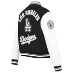 MLB LOS ANGELES DODGERS PEARLS WOMEN'S RIB WOOL VARSITY JACKET (BLACK/WHITE)