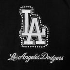 MLB LOS ANGELES DODGERS PEARLS WOMEN'S RIB WOOL VARSITY JACKET (BLACK/WHITE)