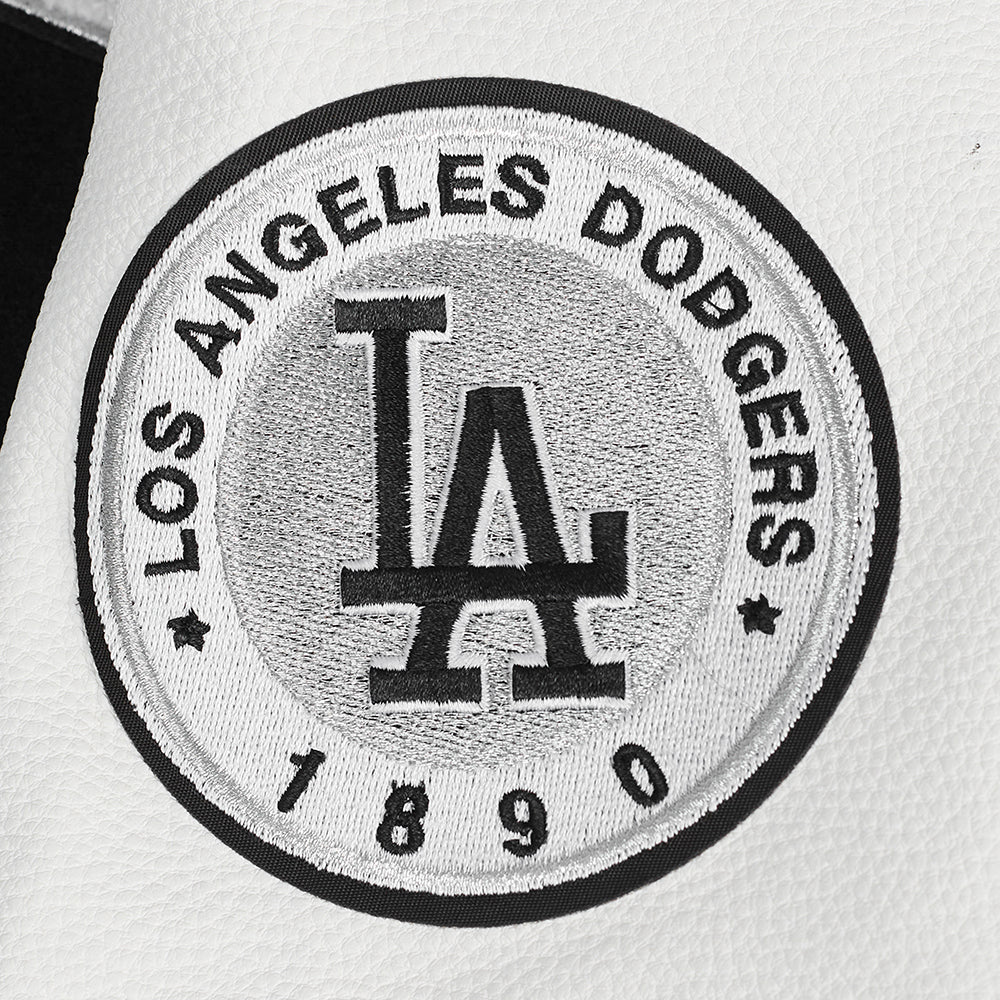MLB LOS ANGELES DODGERS PEARLS WOMEN'S RIB WOOL VARSITY JACKET (BLACK/WHITE)