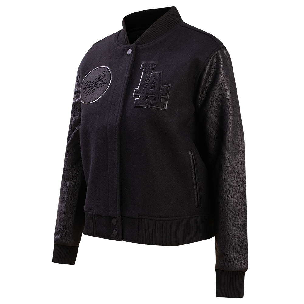 MLB LOS ANGELES DODGERS TRIPLE BLACK WOOL WOMEN'S VARSITY JACKET (TRIPLE BLACK)