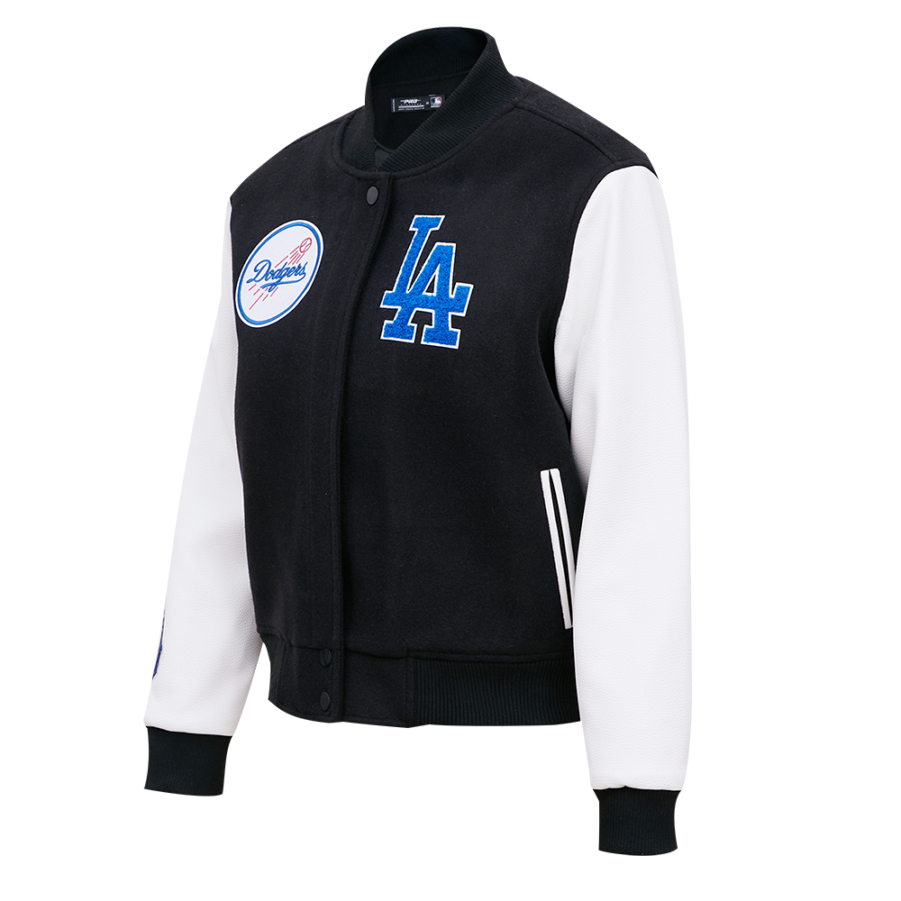 MLB LOS ANGELES DODGERS CLASSIC WOOL WOMEN'S VARSITY JACKET (BLACK/WHITE)