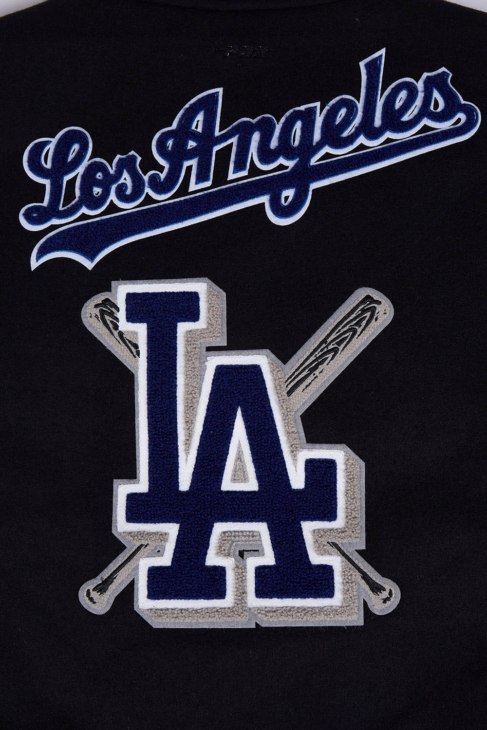MLB LOS ANGELES DODGERS MASH UP BLOUSON COLLÉGIAL EN LAINE À BORDS CÔTELÉS POUR FEMME (NOIR/BLEU DODGER)