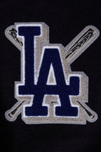 MLB LOS ANGELES DODGERS MASH UP BLOUSON COLLÉGIAL EN LAINE À BORDS CÔTELÉS POUR FEMME (NOIR/BLEU DODGER)