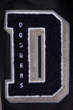 MLB LOS ANGELES DODGERS MASH UP BLOUSON COLLÉGIAL EN LAINE À BORDS CÔTELÉS POUR FEMME (NOIR/BLEU DODGER)
