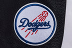 MLB LOS ANGELES DODGERS MASH UP BLOUSON COLLÉGIAL EN LAINE À BORDS CÔTELÉS POUR FEMME (NOIR/BLEU DODGER)