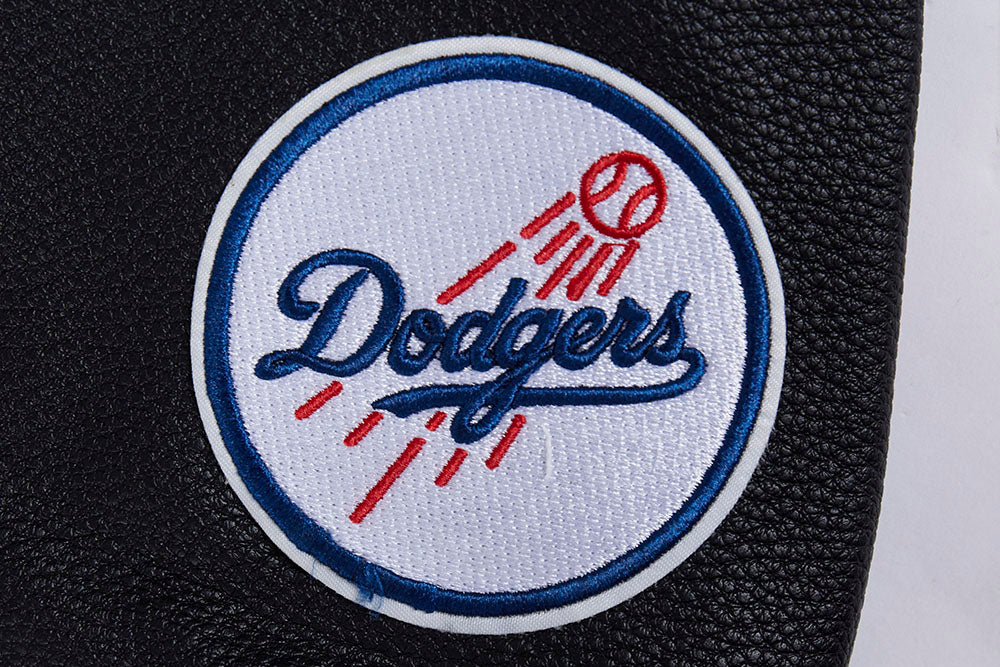 MLB LOS ANGELES DODGERS MASH UP BLOUSON COLLÉGIAL EN LAINE À BORDS CÔTELÉS POUR FEMME (NOIR/BLEU DODGER)