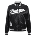 MLB LOS ANGELES DODGERS PEARLS BLOUSON EN SATIN À BORDS CÔTELÉS POUR FEMME (NOIR)