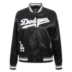 MLB LOS ANGELES DODGERS PEARLS BLOUSON EN SATIN À BORDS CÔTELÉS POUR FEMME (NOIR)