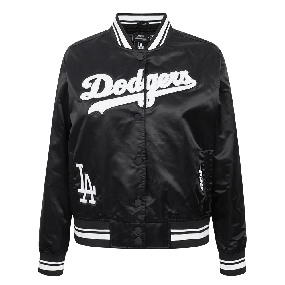 MLB LOS ANGELES DODGERS PEARLS BLOUSON EN SATIN À BORDS CÔTELÉS POUR FEMME (NOIR)