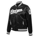 MLB LOS ANGELES DODGERS PEARLS BLOUSON EN SATIN À BORDS CÔTELÉS POUR FEMME (NOIR)