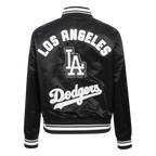 MLB LOS ANGELES DODGERS PEARLS BLOUSON EN SATIN À BORDS CÔTELÉS POUR FEMME (NOIR)