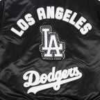MLB LOS ANGELES DODGERS PEARLS BLOUSON EN SATIN À BORDS CÔTELÉS POUR FEMME (NOIR)
