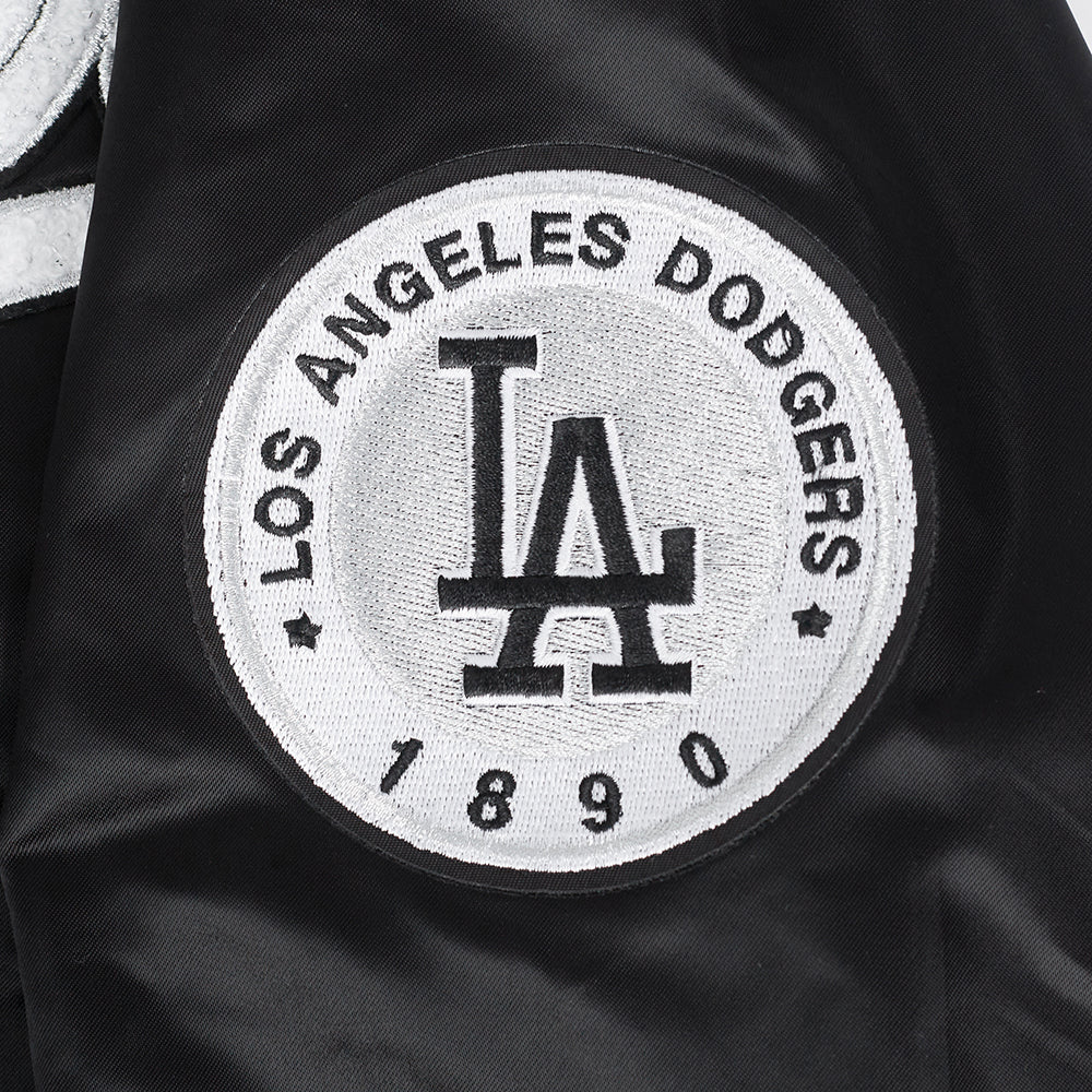MLB LOS ANGELES DODGERS PEARLS BLOUSON EN SATIN À BORDS CÔTELÉS POUR FEMME (NOIR)