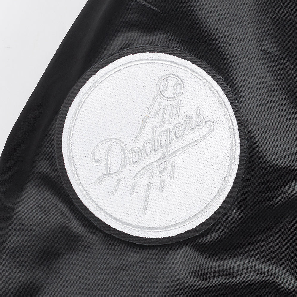 MLB LOS ANGELES DODGERS PEARLS BLOUSON EN SATIN À BORDS CÔTELÉS POUR FEMME (NOIR)
